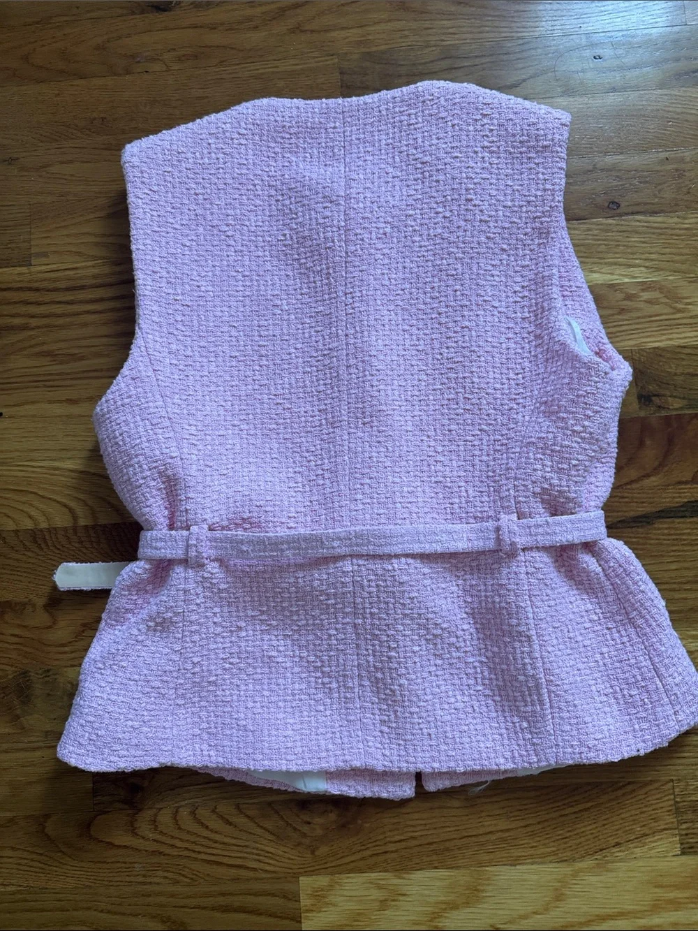 Zara Pink Tweed Belted Vest - Picture 3 of 3